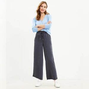 LOFT Emory Wide Leg Pants in Black